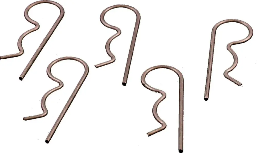 Federstecker in einfacher Form, fünf Stück, metallisch, zum Befestigen von Fühlern. Geeignet für Anwendungen in Verbindung mit Wolf-Produkten.